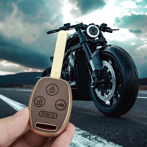 Key Fob Cover for Honda, Upper Leather + Soft TPU Key Cover Case Shell for Accord 2003-2012 Civic EX 2006-2013 Pilot 2009-2015 CR-V 2005-2006,3 Buttons Smart Key in Kuwait