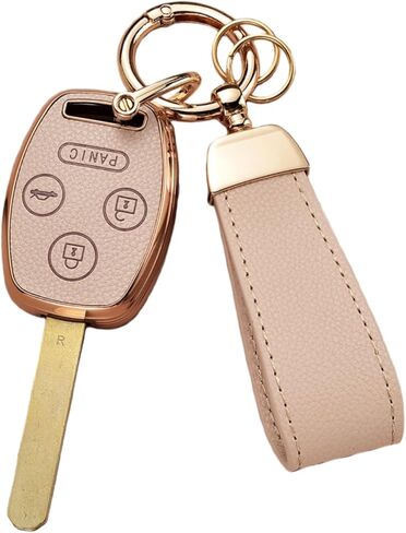 Key Fob Cover for Honda, Upper Leather + Soft TPU Key Cover Case Shell for Accord 2003-2012 Civic EX 2006-2013 Pilot 2009-2015 CR-V 2005-2006,3 Buttons Smart Key in Kuwait