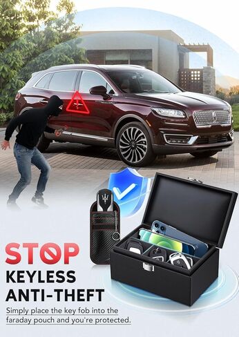 صندوق فاراداي كبير جدًا مع فواصل (8.8 بوصة × 5.7 بوصة × 4.3 بوصة)، صندوق RFID لحماية مانع إشارة المفتاح، صندوق حجب إشارة قفص الحماية ضد السرقة in Kuwait