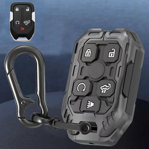 Keyless Entry Remote Control Key Replacement Key Fob Cover Shell Fits for GMC Sierra 1500 2500HD 3500HD GMC Acadia Chevy Silverado (5-Button-Black) in Kuwait