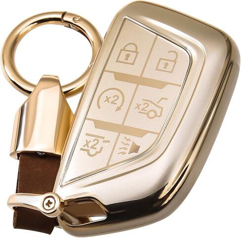 for Cadillac Key Fob Cover, 6-Button TPU Case with Keychain, Car Key Accessories Compatible with CT4 (2020-2022), CT5 (2020-2022), Escalade ESV (2021-2025), Lyriq (2023-2025) in Saudi Arabia