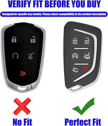 for Cadillac Key Fob Cover, 6-Button TPU Case with Keychain, Car Key Accessories Compatible with CT4 (2020-2022), CT5 (2020-2022), Escalade ESV (2021-2025), Lyriq (2023-2025) in Saudi Arabia