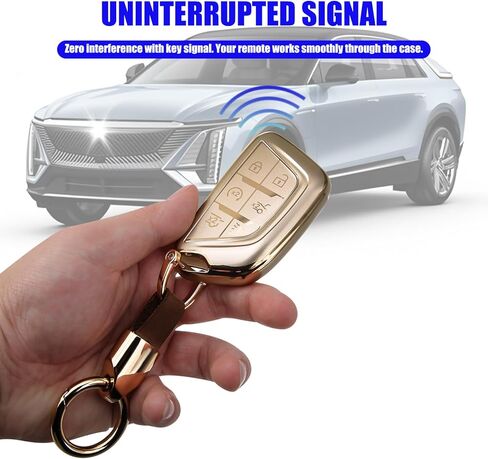 for Cadillac Key Fob Cover, 6-Button TPU Case with Keychain, Car Key Accessories Compatible with CT4 (2020-2022), CT5 (2020-2022), Escalade ESV (2021-2025), Lyriq (2023-2025) in Saudi Arabia