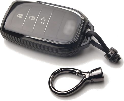 Key Fob Cover for Toyota,Transparent Soft TPU Protection Case with Keychain for Crown Corolla Cross Grand Highlander Tundra Prius Venza Sequoia Land Cruiser (B-Transparent Black) in Saudi Arabia