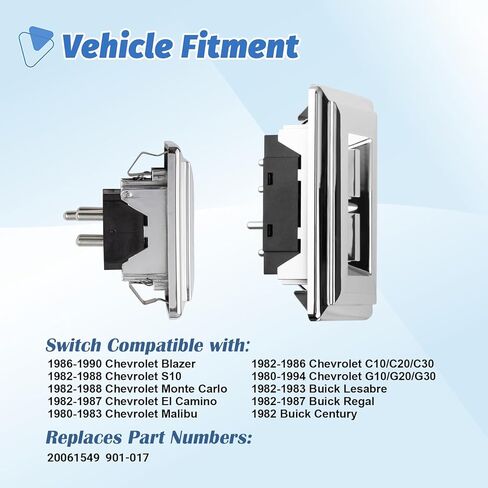 Driver & Passenger Side Window Switch with Bezels for Chevy S10 1982-1988, Chevy Blazer 1986-1990, Chevrolet Monte Carlo 1982-1988, Buick Regal 1982-1987, Replaces OEM 20061549, 20043940 in Kuwait