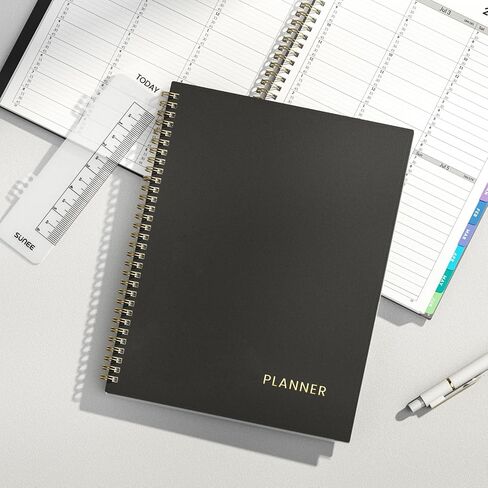 SUNEE 2026-2027 Appointment Book, Quarter-Hourly, Weekly & Monthly - from July 2026 to June 2027, 8.5"x11" Academic Planner, Flexible Cover, Note Pages, Bookmark, Spiral Binding, Black in Kuwait