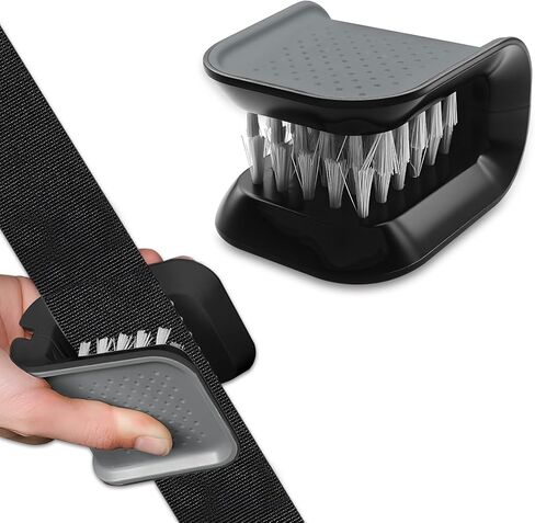 2PCS Car Seat Belt Cleaning Brush, Car Cleaning Tool, Double Sided U-Shaped Washing Tool, Multifunctional Foldable Closed Structure Seatbelt Cutlery Cleaner Brush for Cars (Black Gray, 2PCS) in Saudi Arabia