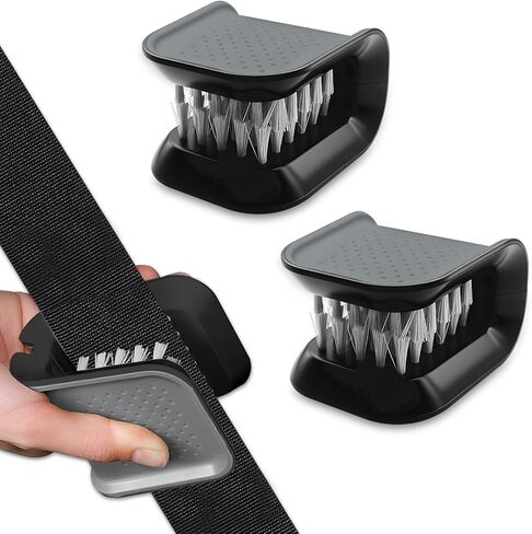 2PCS Car Seat Belt Cleaning Brush, Car Cleaning Tool, Double Sided U-Shaped Washing Tool, Multifunctional Foldable Closed Structure Seatbelt Cutlery Cleaner Brush for Cars (Black Gray, 2PCS) in Saudi Arabia