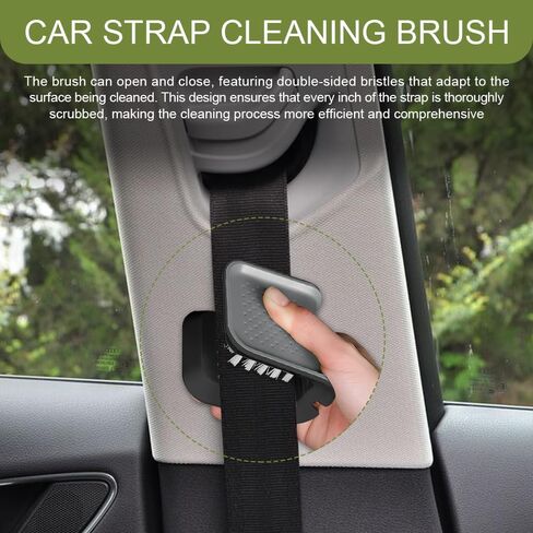 2PCS Car Seat Belt Cleaning Brush, Car Cleaning Tool, Double Sided U-Shaped Washing Tool, Multifunctional Foldable Closed Structure Seatbelt Cutlery Cleaner Brush for Cars (Black Gray, 2PCS) in Saudi Arabia