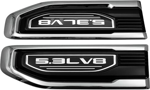 مجموعة زوج 5.3L V8 Fender Vent Emblem Badge Kit استبدال لـ 2019-2024 Sierra GM Fender 85160715 86532094 1500 (فضي أحمر) in Kuwait