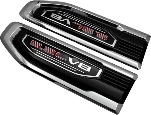 مجموعة زوج 5.3L V8 Fender Vent Emblem Badge Kit استبدال لـ 2019-2024 Sierra GM Fender 85160715 86532094 1500 (فضي أحمر) in Kuwait
