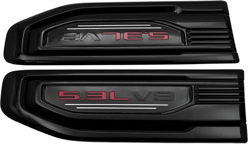 مجموعة زوج 5.3L V8 Fender Vent Emblem Badge Kit استبدال لـ 2019-2024 Sierra GM Fender 85160715 86532094 1500 (فضي أحمر) in Kuwait