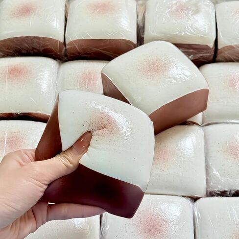 Super Thick Bread Slow Rising Squishy Toast, Sticky Food Squishies & Soft Foam Stress Relief Squeeze Toy, Sensory Butter Squishy Fidget Desk Decor Stress Ball Alternative (Brown) in Saudi Arabia