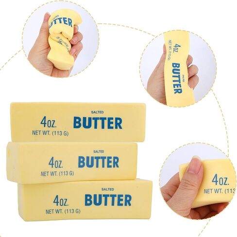 3pcs Butter Stick Squishy Toys, Ultra Soft Slow Rising Food Shaped Squeeze Fidget Toys for Anxiety Relaxation Perfect for Kids & Adults Party Favors & Birthday Gifts in Kuwait