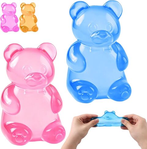 Stress Bear Squishy Balls, Bear Squishy Stress Relief Squeeze Balls, Gummy Bear Squishy for Valentines Day Gifts Birthday Gifts Party Favors (Blue + Pink) in Kuwait