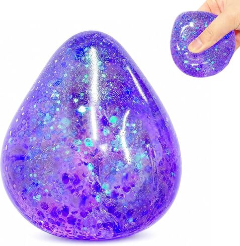 Squishy Drop Stress Toys for Kids & Adults, Purple Glitter Stress Sugar Ball, Slow Rising Sugar Squishy Balls, Sensory Fidget Toy for Anxiety Relief, Party Favors and Classroom Prizes in Saudi Arabia