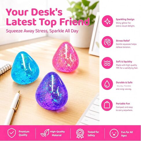 Squishy Drop Stress Toys for Kids & Adults, Purple Glitter Stress Sugar Ball, Slow Rising Sugar Squishy Balls, Sensory Fidget Toy for Anxiety Relief, Party Favors and Classroom Prizes in Saudi Arabia
