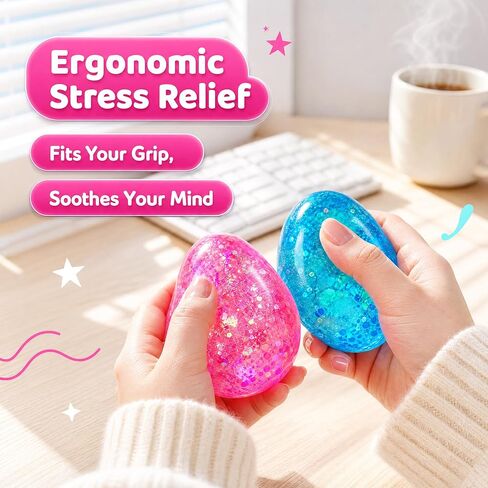 Squishy Drop Stress Toys for Kids & Adults, Purple Glitter Stress Sugar Ball, Slow Rising Sugar Squishy Balls, Sensory Fidget Toy for Anxiety Relief, Party Favors and Classroom Prizes in Saudi Arabia