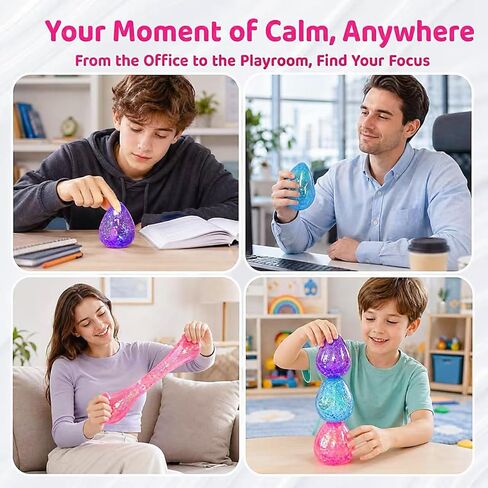 Squishy Drop Stress Toys for Kids & Adults, Purple Glitter Stress Sugar Ball, Slow Rising Sugar Squishy Balls, Sensory Fidget Toy for Anxiety Relief, Party Favors and Classroom Prizes in Saudi Arabia