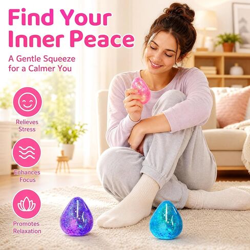 Squishy Drop Stress Toys for Kids & Adults, Purple Glitter Stress Sugar Ball, Slow Rising Sugar Squishy Balls, Sensory Fidget Toy for Anxiety Relief, Party Favors and Classroom Prizes in Saudi Arabia