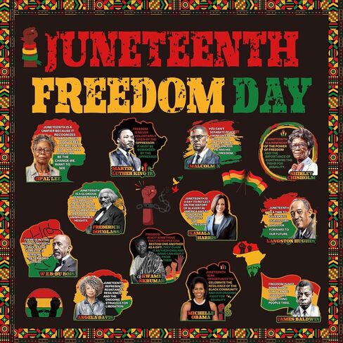 مجموعة تزيين الفصل الدراسي للوحة نشرة Juneteenth، قطع يوم الحرية السعيد لشهر Juneteenth، لوحة نشرة يوم الاستقلال، 19 يونيو، مدرسة الفصل الدراسي الأفريقية الأمريكية، لوازم الاحتفال بالمهرجان الأمريكي الأفريقي in Kuwait