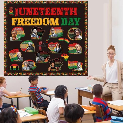 مجموعة تزيين الفصل الدراسي للوحة نشرة Juneteenth، قطع يوم الحرية السعيد لشهر Juneteenth، لوحة نشرة يوم الاستقلال، 19 يونيو، مدرسة الفصل الدراسي الأفريقية الأمريكية، لوازم الاحتفال بالمهرجان الأمريكي الأفريقي in Kuwait