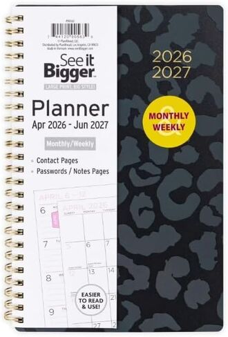 PlanAhead See It Bigger April 2024 - June 2025 Academic Monthly/Weekly Planner,8.75" x 5.5" x 0.5'' / Medium Size and 6 in 1 Multicolor Ballpoint Colorful Ink Pen. (Black) in Saudi Arabia