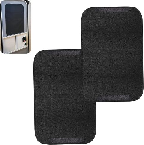 2 PCS RV Door Window Shade Covers, Blackout Sunproof Privacy Window Curtain, Thermal Insulation Sun Shade Cover, Hook and Loop Fastener Accessory for Trailer RV Camper (Black) in Saudi Arabia