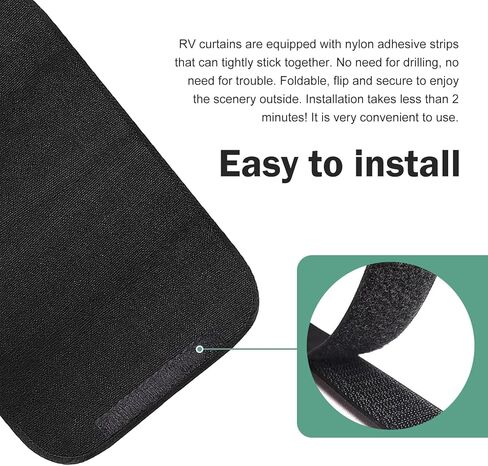 2 PCS RV Door Window Shade Covers, Blackout Sunproof Privacy Window Curtain, Thermal Insulation Sun Shade Cover, Hook and Loop Fastener Accessory for Trailer RV Camper (Black) in Saudi Arabia