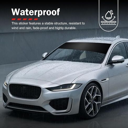 Car Windshield Banner Sun Strip Tint, Matte Front Windshield Protection Shade Film, Waterproof Sun Visor Decoration Decal, Universal for Car SUV RV Truck Boat (Black) in Kuwait