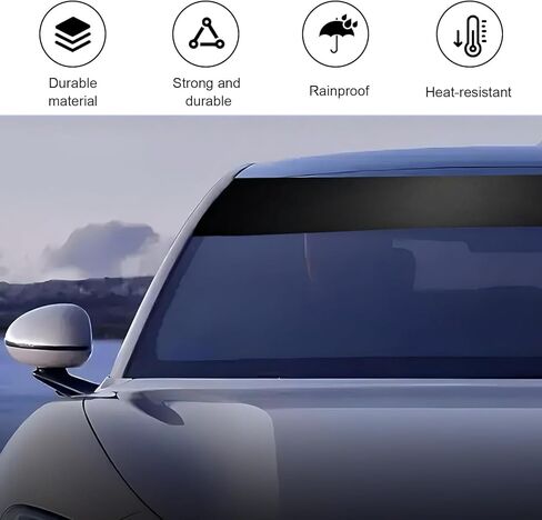 Car Windshield Banner Sun Strip Tint, Matte Front Windshield Protection Shade Film, Waterproof Sun Visor Decoration Decal, Universal for Car SUV RV Truck Boat (Black) in Kuwait