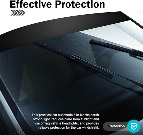 Car Windshield Banner Sun Strip Tint, Matte Front Windshield Protection Shade Film, Waterproof Sun Visor Decoration Decal, Universal for Car SUV RV Truck Boat (Black) in Kuwait