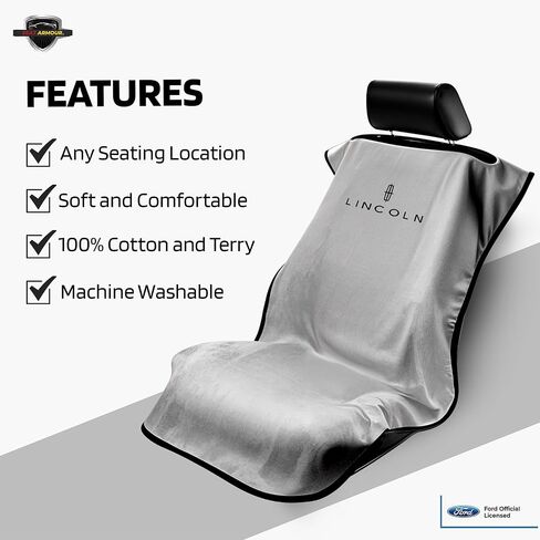 Seat Armour Seat Protector Towel for Lincoln – Soft Machine Washable Car Seat Cover Towel – Easy to Install, Multipurpose Car Seat Towel – Gray in Kuwait