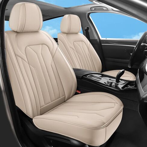 Car Seat Covers Full Set,5 Seat Leather Seat Covers for Cars,Beige Front Seats and Back Seat Cover,Waterproof Car Seat Cushion Protectors,Universal Fit for Most Cars SUV Trucks in Kuwait