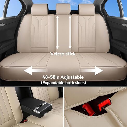 Car Seat Covers Full Set,5 Seat Leather Seat Covers for Cars,Beige Front Seats and Back Seat Cover,Waterproof Car Seat Cushion Protectors,Universal Fit for Most Cars SUV Trucks in Kuwait