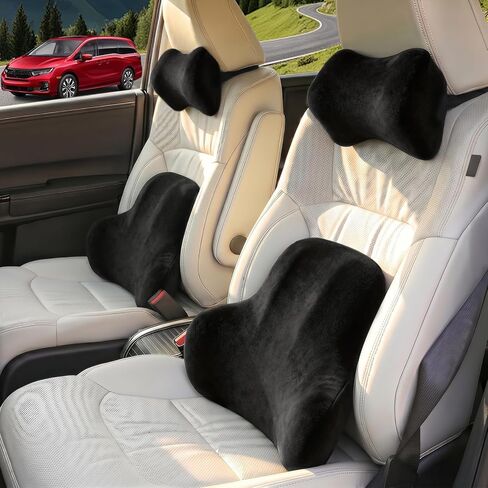 Car Pillow for Honda CRV（1 Set）,Car Neck Pillow,Lumbar Support Pillow for Car,Memory Foam Pillow,Ergonomic Pillow,Adjustable and Washable,Car Essentials for Long Trips,Car Accessories,Suede in Kuwait