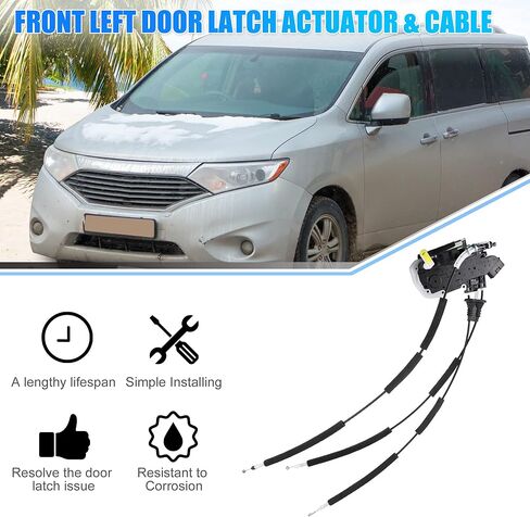 X AUTOHAUX Front Left Driver Side Door Latch Actuator with Cable Assembly for Nissan Quest 3.5L V6 2011-2017 80501-1JA0A Double Cab Replace in Kuwait
