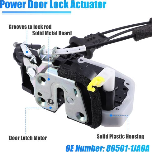 X AUTOHAUX Front Left Driver Side Door Latch Actuator with Cable Assembly for Nissan Quest 3.5L V6 2011-2017 80501-1JA0A Double Cab Replace in Kuwait