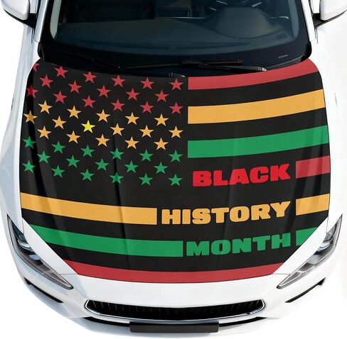African-Americans Flag Black History Month Car Hood Cover Easy to Install Protector Elastic Fabrics Can be Washed Stretch Polyester Fabric Covers in Kuwait
