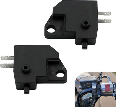 2 PCS Motorcycle Brake Light Switch, Right Front Hydraulic Brake Master Cylinder Light Stop Switch Kit, Universal Motorcycle Handlebar Awitch Replacement Accessories (Black) in Kuwait