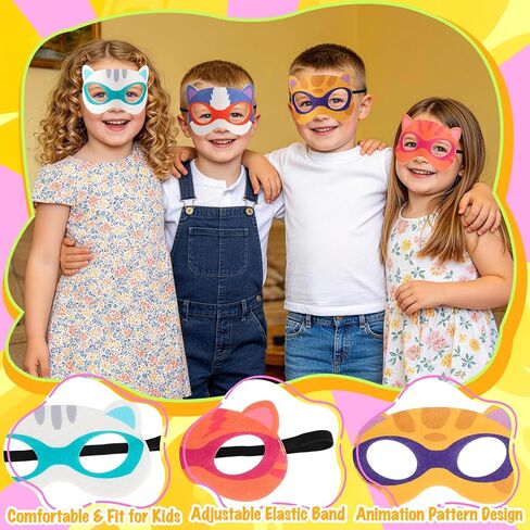 Oisacirg 4 Pack Kitties Capes for Kids, Kitties Costume with Superhero Capes Masks Dress Up Set for Cosplay Party Birthday Halloween Gifts Toys for Boys Girls Kids Toddler 3 4 5 6 7+ in Saudi Arabia