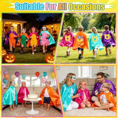Oisacirg 4 Pack Kitties Capes for Kids, Kitties Costume with Superhero Capes Masks Dress Up Set for Cosplay Party Birthday Halloween Gifts Toys for Boys Girls Kids Toddler 3 4 5 6 7+ in Saudi Arabia