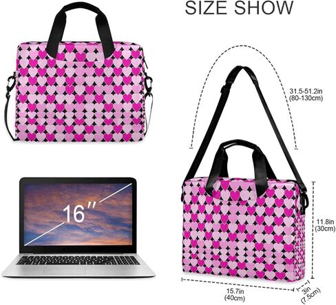 Laptop Zipper Case Portable Crossbody Messenger with Handle and Shoulder Strap 15.6 inch Case Hard Cover with Zipper Pink Heart Cute in Kuwait