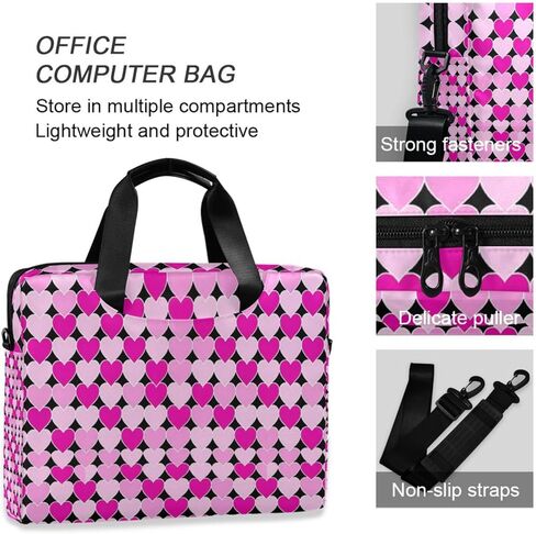 Laptop Zipper Case Portable Crossbody Messenger with Handle and Shoulder Strap 15.6 inch Case Hard Cover with Zipper Pink Heart Cute in Kuwait