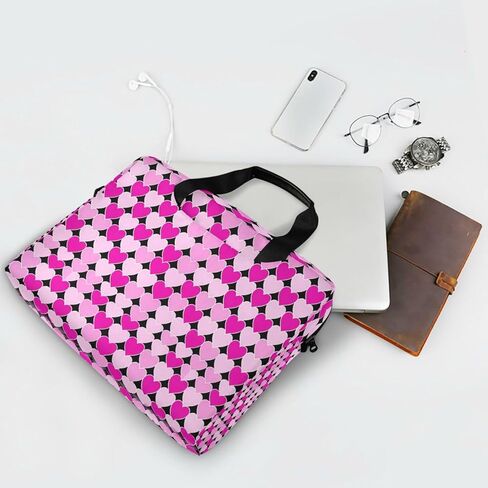 Laptop Zipper Case Portable Crossbody Messenger with Handle and Shoulder Strap 15.6 inch Case Hard Cover with Zipper Pink Heart Cute in Kuwait