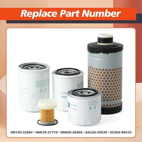 HH150-32094 HH670-37710 HH660-36060 6A320-59930 6C060-99410 مجموعة فلتر الصيانة المتوافقة مع Kubota HST D B26 B7500 B7510 B7610 B2410 D HST الجرارات، أجزاء فلتر الوقود الزيتي in Kuwait