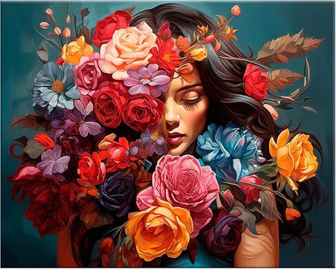 Number Artist Flower Collection Paint by Numbers Kit for Adults Beginner – DIY Acrylic Painting by Number on Canvas, Easy Number Painting Kits for Home Wall Decor 16x20in, with Frame in Saudi Arabia