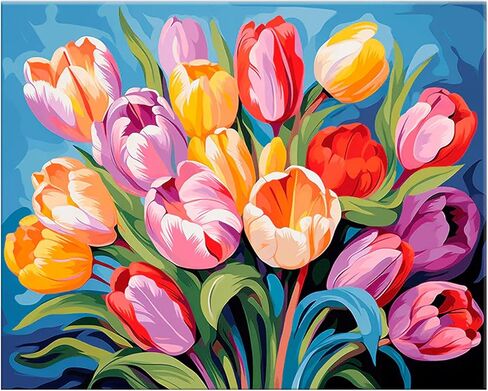 Number Artist Flower Collection Paint by Numbers Kit for Adults Beginner – DIY Acrylic Painting by Number on Canvas, Easy Number Painting Kits for Home Wall Decor 16x20in, with Frame in Saudi Arabia
