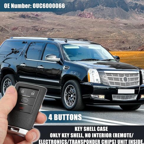 X AUTOHAUX 4 زر استبدال مفتاح فوب حافظة مفتاح بعيد للدخول بدون مفتاح لكاديلاك DTS STS 2008-2010 لـ CTS 2008-2013 OUC6000066 بدون شفرة ولا رقاقة in Kuwait