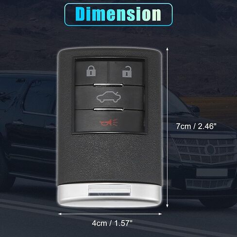 X AUTOHAUX 4 زر استبدال مفتاح فوب حافظة مفتاح بعيد للدخول بدون مفتاح لكاديلاك DTS STS 2008-2010 لـ CTS 2008-2013 OUC6000066 بدون شفرة ولا رقاقة in Kuwait